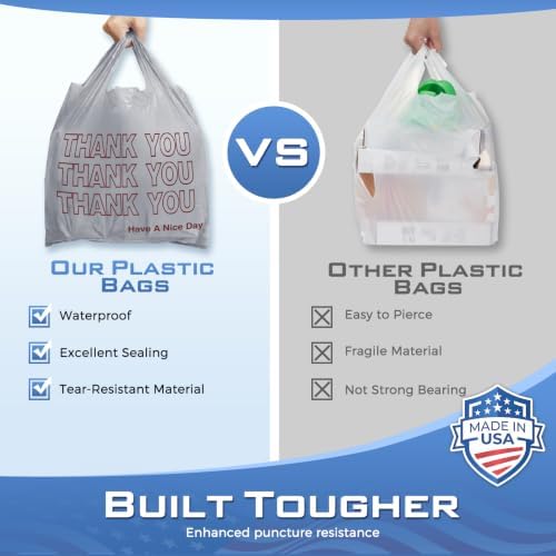 Fuxury Grey Plastic Thank You Shopping Bags Recyclable (1000 Count) - Image 5
