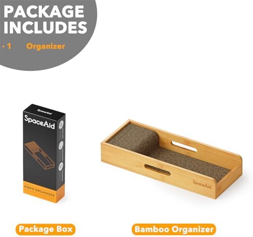 SpaceAid Knife Drawer Organizer Bamboo Insert Dock, Kitchen Steak Knives Holder Organizers Block for Drawer in Storage Organization (Small) - Image 7