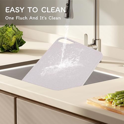 Cutting Board for Kitchen, Wheat Straw Fiber Cutting Board, Dish Washer Safe, w/Juice Grooves for Meat, Veggies,Easy Grip Handle, Non-slip Surface,Eco-friendly,Serveware Accessories(13.1‘x9.4‘) - Image 5