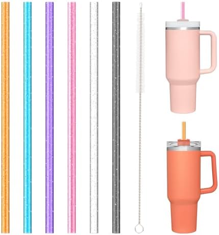 6 PCS Replacement Straws for Stanley|Owala|Simple Modern 40oz 30oz Tumbler, Reusable Color Drinking Straws with Cleaning Brush for Stanley Cup Accessorie，BPA Free, Dishwasher Safe by Allwith