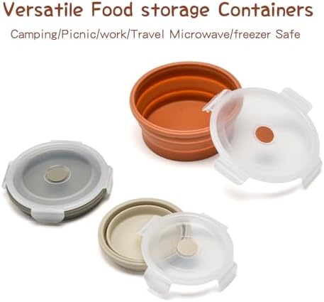 Collapsible Bowls with Lids, Reusable Silicone Food Storage Containers for Meal Prep, Camping Must Haves Accessories ， Microwave Freezer Safe Dishwasher Safe Leak Proof，Set of 3 with Lids - Image 3