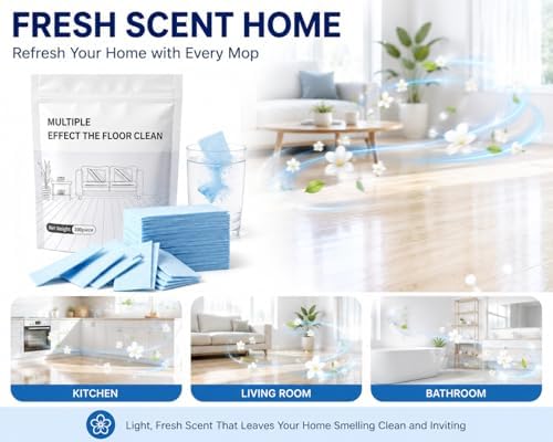 Multi-Surface Floor Cleaning Tablets, Concentrated Deep Clean Mop Solution, Streak-Free Formula for Hardwood, Laminate, Tile & Vinyl Floors, Fresh Scent Cleaner Sheets, 100 Count (Blue, 200) - Image 6