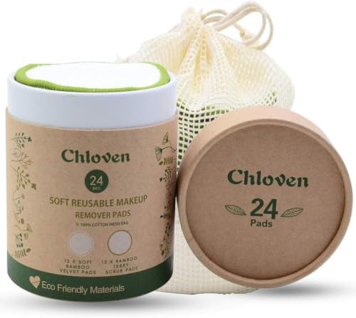Chloven Reusable Makeup Remover Pads 24 Pack Washable Bamboo Pads - Image 6