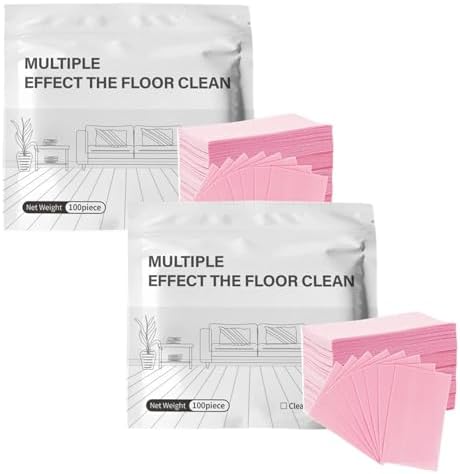 Multi-Surface Floor Cleaning Tablets, Multiple Floor Cleaner 100 Piece Multi Effect Clean Quick Shine Cleaner Sheets, Dissolvable Efficient Care Agents for Mopping Hardwood(Pink -200pcs) by Unknown