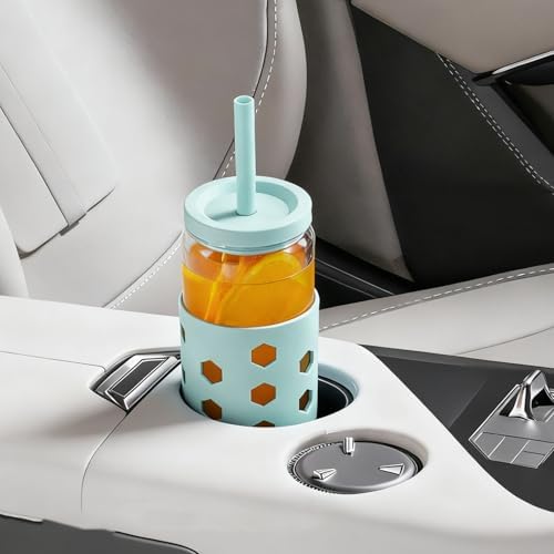 Mrsdry 16 oz Glass Cups with Lids and Straws for Gift, 4-Pack, Grey - Image 4