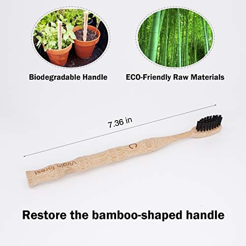 Virgin Forest Bamboo Toothbrushes 6pk, Vegan Charcoal Bristles Eco - Image 4