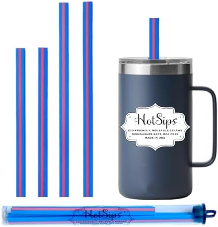 Reusable Drinking Straws + Case – Fits 8–20 oz Cups/Tumblers – Soft, BPA-Free, Food Grade, Oval (Less Pucker) – DW | MW Safe – Hot/Cold Coffee/Tea/Water/More - Made in USA, 2 Small & 2 Medium by BrilliBaby