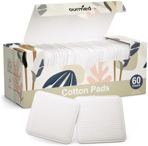 Ourmed Life Large Cotton Pads for Face, 3 x 3 Makeup Remover Pads, 60 ct by ourmedlife