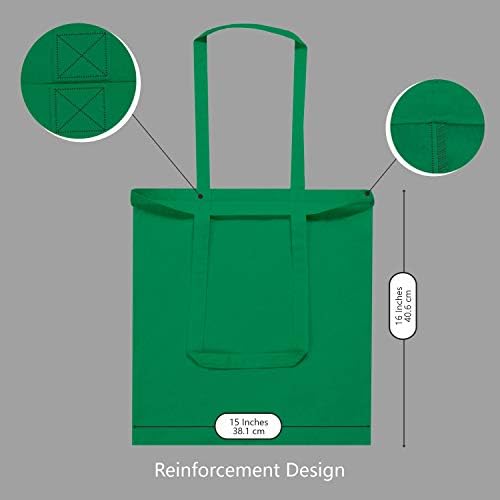 TOPDesign 12-Pack Economical 16"x15" Kelly Green Cotton Tote Bag, Lightweight Medium Reusable Grocery Shopping Cloth Bags, Suitable for DIY, Advertising, Promotion, Gift, Activity - Image 6