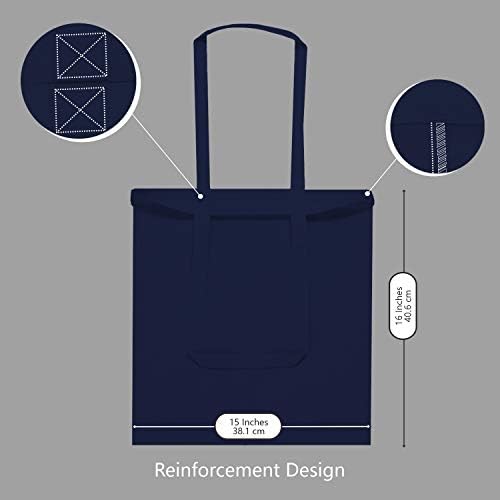 TOPDesign 6-Pack Economical 16"x15" Navy Blue Cotton Tote Bag, Lightweight Medium Reusable Grocery Shopping Cloth Bags, Suitable for DIY, Advertising, Promotion, Gift, Activity - Image 5