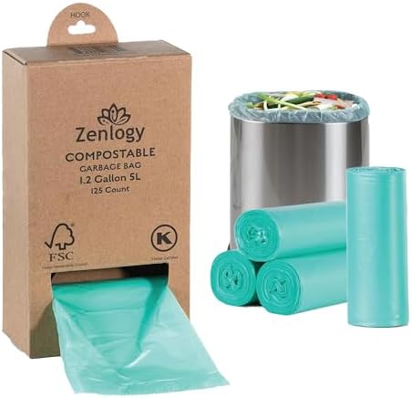 Compostable Recycling Trash Bag, 1.2 Gallon, 125 Count by Zenlogy