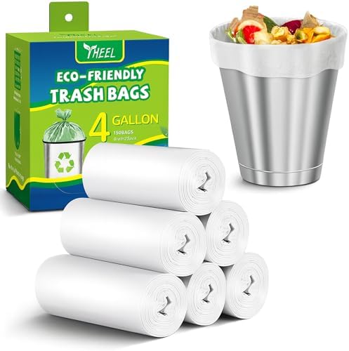 4 Gallon Clear Small Trash Bags Bathroom –Strong Leak-Resistant - 150 Ct by YHEEL