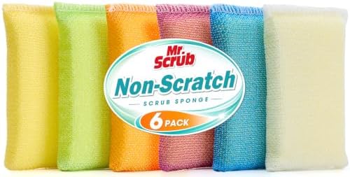Sponges Kitchen Scrub Dish Sponge Scouring Pad, 6 Pack Cleaning Brush Dishwasher Soap Supplies, Dishwashing Dinnerware Towels Sink Pan Pot Cloth Rags Holder Bathroom Bathtub (Multi Color) by MrScrubCleaninghelpers