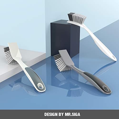 MR.SIGA Dish Brush with Non Slip Handle Built in Scraper, 2 Pack - Image 2