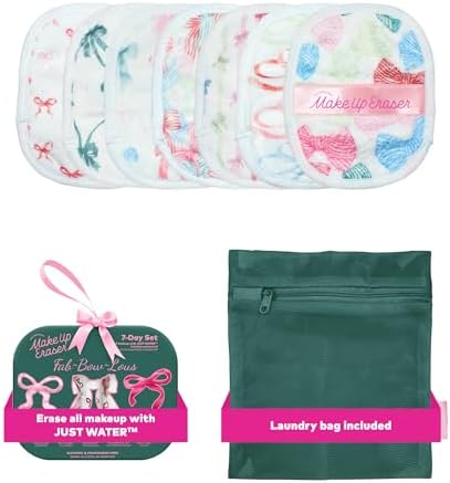 The Original MakeUp Eraser 7-Day Set, Erase All Makeup with Just Water, Including Waterproof Mascara, Eyeliner, Foundation, Lipstick, Sunscreen, and More! Fab-Bow-Lous, 7ct. by MakeupEraser