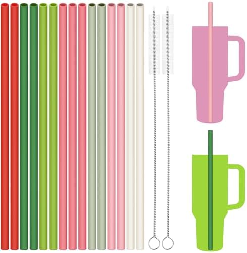 Tomorotec 15PCS Silicone Drinking Straws Fit for Stanley 40oz 30oz Tumbler by Tomorotec