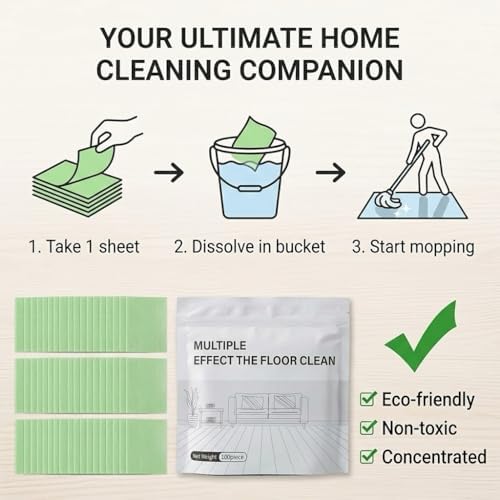 Multi-Surface Floor Cleaner Tablet, 100 Count Water Soluble Sheets, Deep Cleaning Solution for Mopping Hardwood, Tile and Laminate Floors, Household Cleaning (Pink Peach Hibiscus, 300PCS) - Image 3