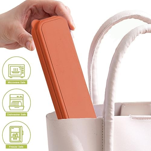 Reusable Travel Utensils Set with Case Wheat Straw Fork Spoon Knife Cutlery - Image 5
