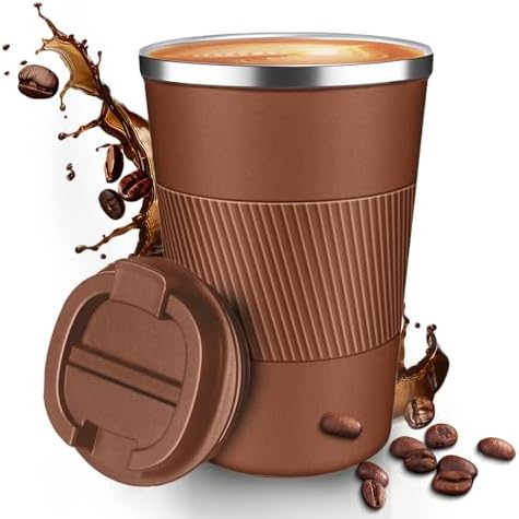 12OZ Travel Coffee Mug Insulated Coffee Cup with Spill Leak Proof Lid, Portable Stainless Steel Tumbler Reusable Hot and Cold Water Mug for Car, Daily, Camping- Coffee by Unknown
