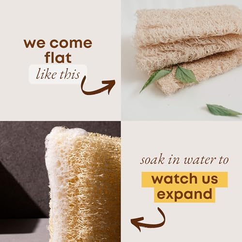 Natural Loofah Sponge 4Pcs Exfoliating Body Dish Scrubber Kitchen - Image 4