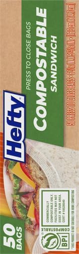 Hefty Compostable Sandwich Bags Press-to-Close | Expandable Bottom | Plant-Based Material | BPA Free | 50 Count, Pack of 12 - Image 3