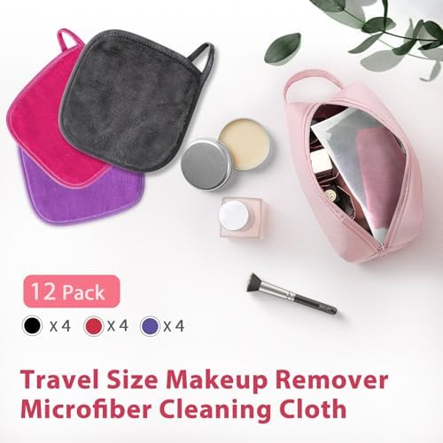 Makeup Remover Cloth, 6" x 6" Make Up Towels Reusable Face Cloth for Washing Face, Makeup Remover Pads Microfiber Face Washcloth with Mesh Bag, Just Water, Eco-friendly, 12 PACK - Image 5