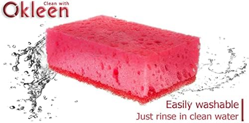 Pink Multi Use Scrub Sponges. Made in Europe. 9 Pack, 4.3x2.8x1.4 inches. Odorless Heavy Duty & Non Scratch Fiber. Durable and Delicate Scrubber for Kitchen & Bathroom, Housekeeping & Outdoors - Image 3