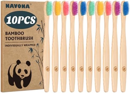 10 Kids Bamboo Toothbrushes Aged 5+, Individually Wrapped Bulk Toothbrush by Welcometobuy%EF%BC%81