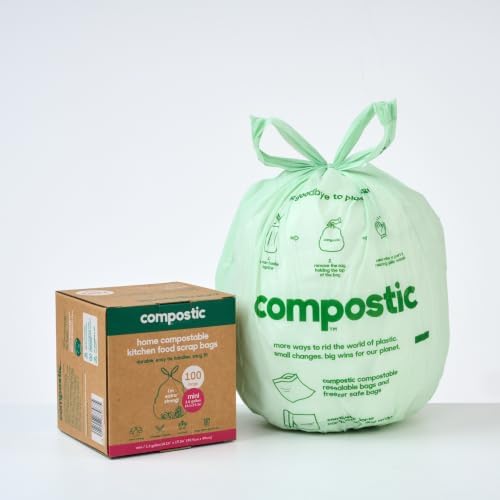 Compostic Compostable Trash Bags, 1.6 Gallon Mini Bin, 100 Ct by COMPOSTIC