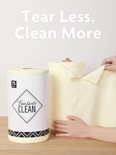 Fantasticlean Microfiber Cleaning Cloth Roll- 75 Sheets, 12" x 12" (Beige) - Image 2