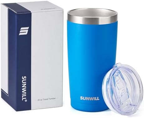 SUNWILL Travel Coffee Tumbler 20 oz, Insulated Mug with Lid, Stainless Steel Cup for Outdoor, Powder Coated Royal Blue - Image 5