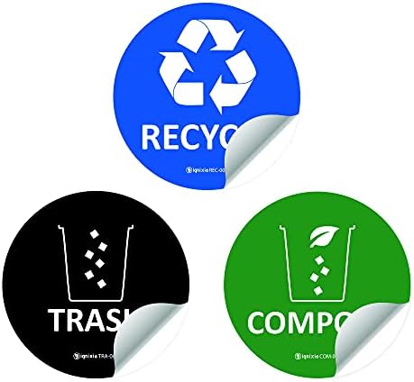 IGNIXIA Trash Recycle Compost Stickers to Organize Trash- Premium Vinyl Sticker for Trash Can, Compost Bin, Recycle Bin- (Pack of 6) for Metal or Plastic Trash Can -Home Bins - Image 5
