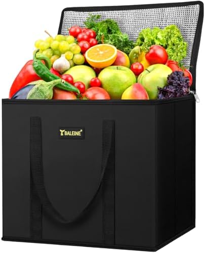 BALEINE 1PK Insulated Reusable Grocery Bag, Heavy Duty Shopping Tote by BALEINE