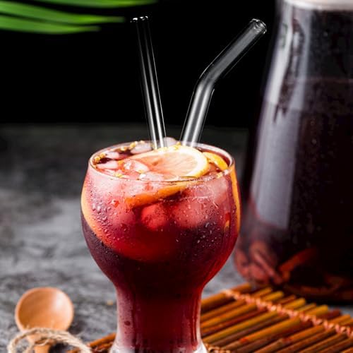Lazycorner Reusable Glass Straws Set 16 Pcs 8.5''x 10MM Bent Straight Clear Glass Drinking Straws Set of 8 Straight and 8 Bent with 4 Cleaning Brushes Perfect For Smoothies, Tea, Juice-Clear Cocktail. - Image 6