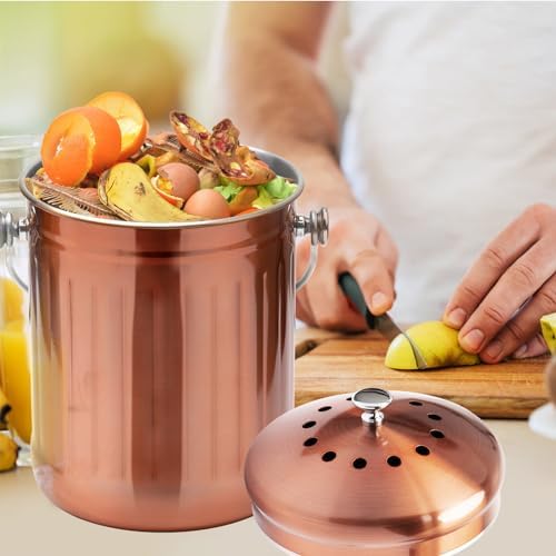 ENLOY Kitchen Countertop Compost Bin, 1.3 Gallon, Stainless Steel, Copper - Image 7