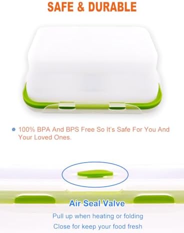 Collapsible Translucent Silicone Food Storage Containers With Lids, 3 Pack Foldable Bento Lunch Box, Reusable Medium Meal Boxes for Kitchen, Camping, BPA Free (40.6 OZ+40.6 OZ+27 OZ) - Image 4