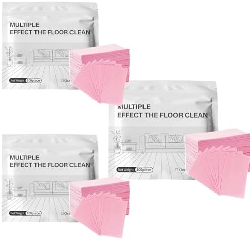 Multi-Surface Floor Cleaning Tablets, Multiple Floor Cleaner 100 Piece Multi Effect Clean Quick Shine Cleaner Sheets, Dissolvable Efficient Care Agents for Mopping Hardwood(Pink -300pcs) by Unknown