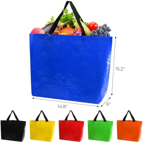 12 Pieces Reusable Grocery Bags, XL Heavy Duty Plastic Shopping Bag - Image 4