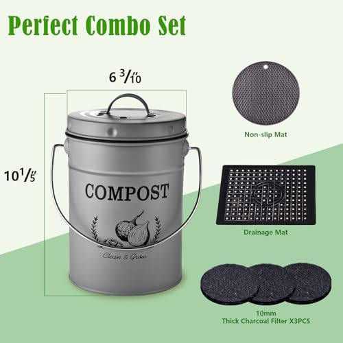 AOSION 1 Gallon Countertop Compost Bin for Kitchen with Lid,Odor Resistant - Image 3
