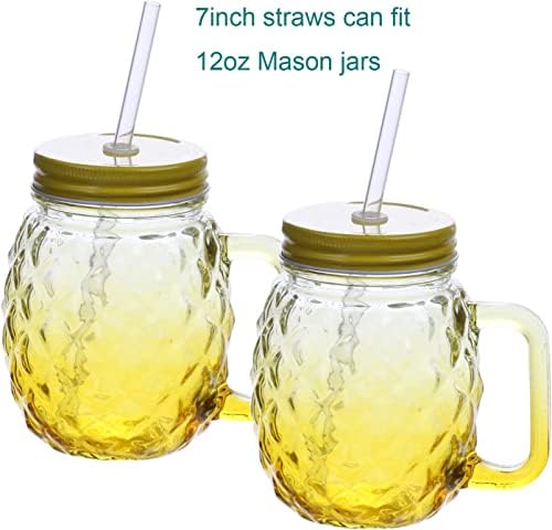 DAKOUFISH 7 Inch Reusable Plastic Drinking Straws for 10 oz & 12 oz Short Mini Mason Jar Tumblers,Set of 12 Pcs Straws with Cleaning Brush (7inch, 7color) - Image 3