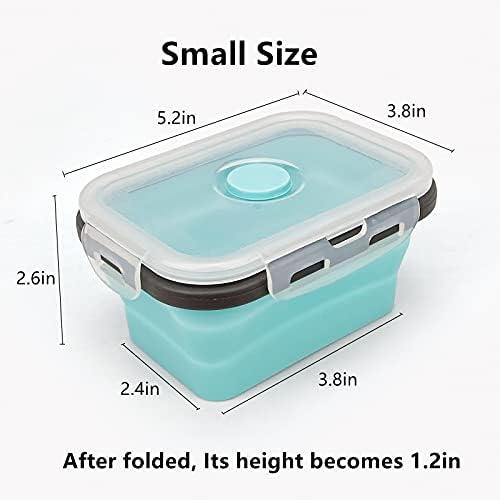 CCyanzi 3piece Collapsible Food Storage Containers with Lids, Silicone Lunch Container, Microwave & Freezer Safe, Space Saving for Kitchen Cabinet and Camping Backpack,(blue gray) - Image 5