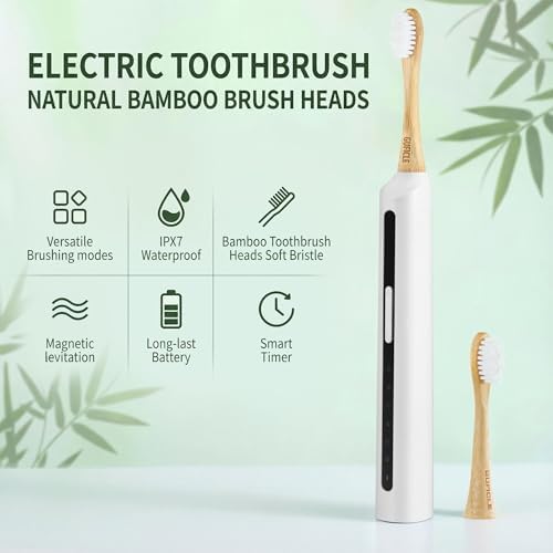 Sonic Electric Toothbrush with Bamboo Heads, White - Image 2