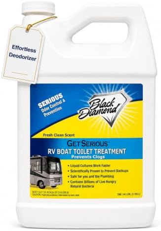 Black Diamond Stoneworks GET SERIOUS RV,Boat,Camper Chemical Toilet Holding Tank Treatment&Deodorizer.Works Faster Than Tablets or Packs in Grey&Black Water. Concentrated with Stress Relief Fragrance by BlackDiamondStoneworks