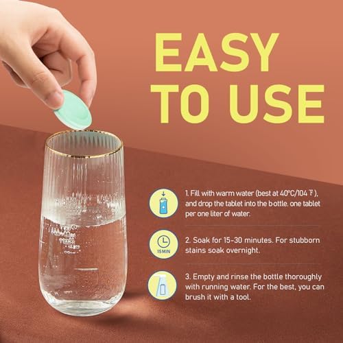 Water Bottle Cleaning Tablets, 36 Pack Bottle Clean Tablet Hydration Bladder Cleansing Tablets for Hydration Bladder, Water Bottle, Individually Packed, Apple Flavor - Image 6