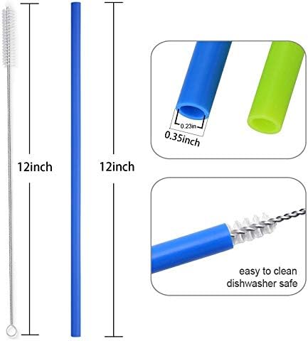 12 Inch Extra Long Reusable Silicone Straight Straws for Extra Tall Tumbler 40 OZ Hydro Flask,32 OZ Blender Bottle Nutribullet, Nutri Ninja Cups - Image 5