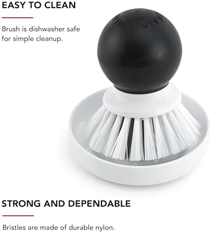 KitchenAid Palm Brush with Dish Tray to Keep Countertops Dry and Clean, Durable Nylon Bristles for Tough Cleaning, Dishwasher Safe, 2 Piece, Black - Image 3