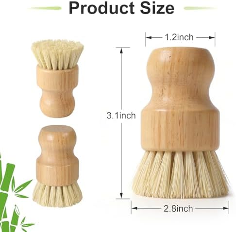 Bamboo Dish Brush, Natural Scrub Brush, 4 Pack Set - Image 2