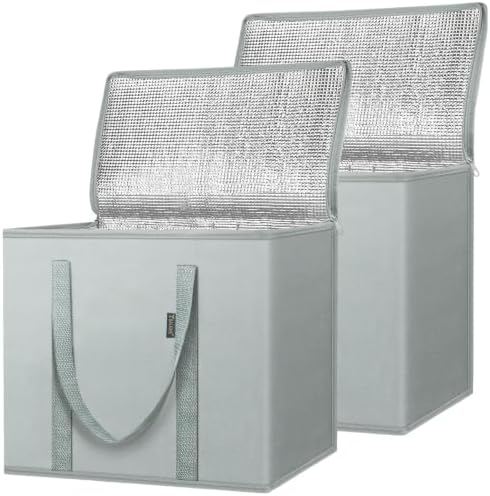 BALEINE Insulated Reusable Grocery Bags with Zippered Top, Large Cooler Bag by BALEINE