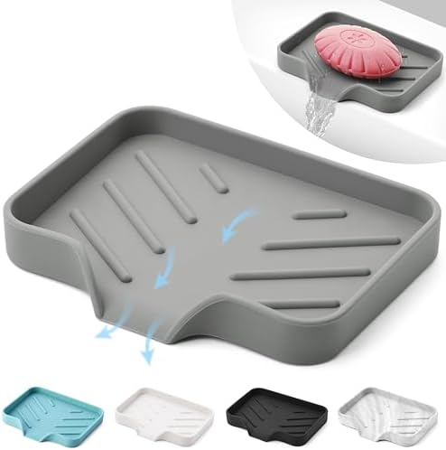 Silicone Soap Bar Holder: Premium Gray Self-Draining Soap Dish - Elegant Shower & Bathroom Solution by AGCOMPANY