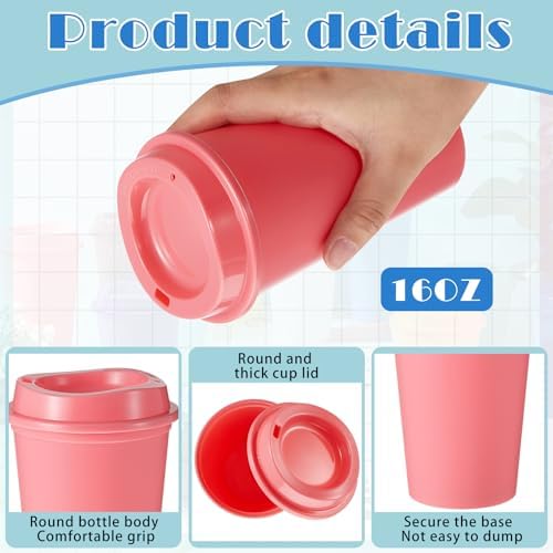 FillTouch 12 Pcs 16 oz Reusable Coffee Cups with Lids, Morandi Colors - Image 3